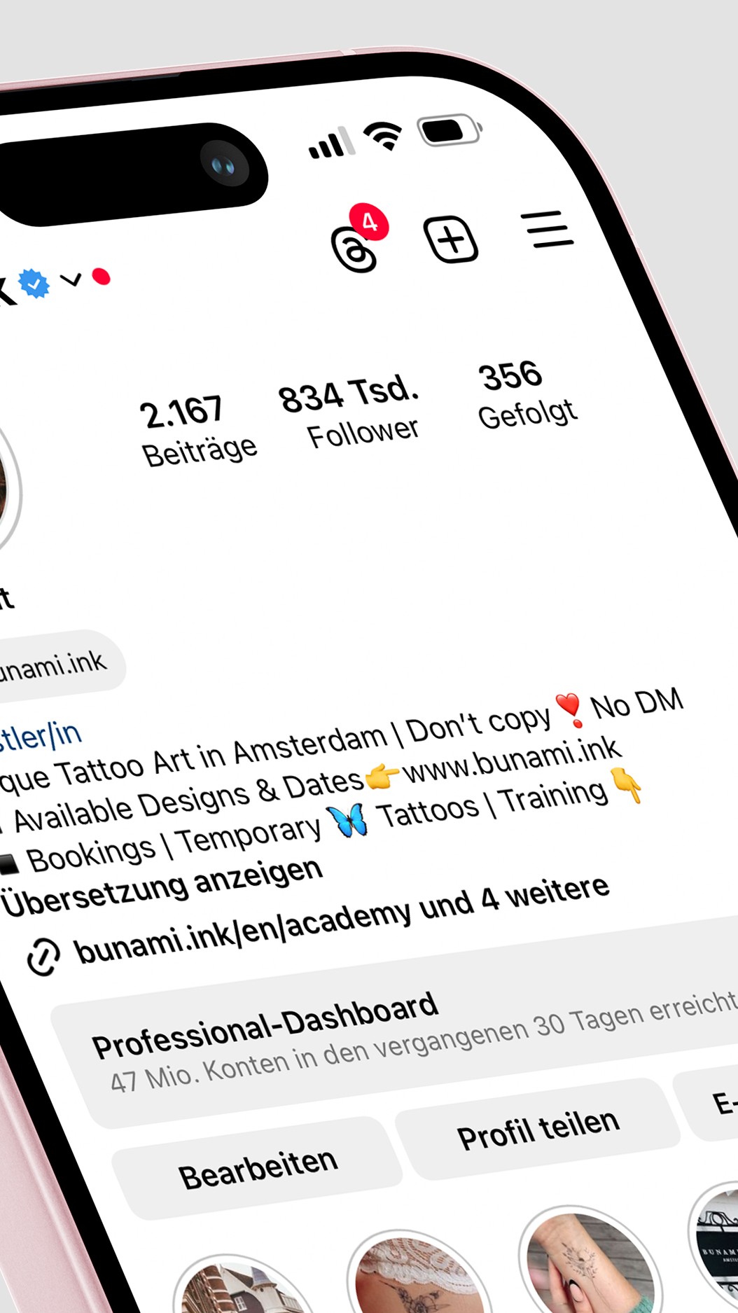 Bunami's Social Media Profiles – Instagram